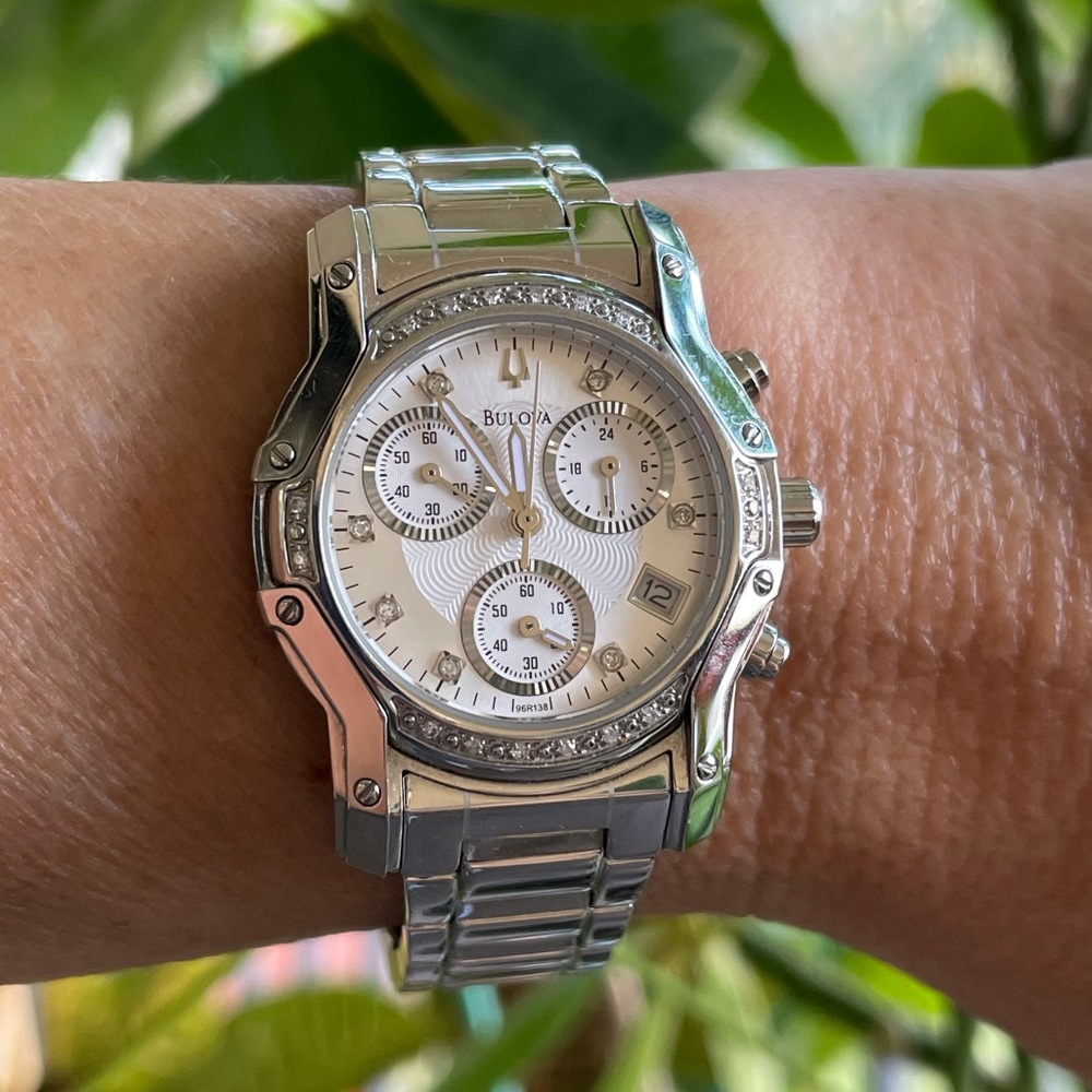 Bulova C8671512 Women’s Chronograph Diamond Studded Bezel Watch - Picture 2 of 12